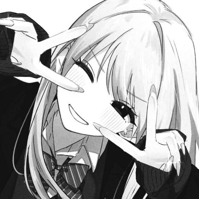 Anime Girl Black and White pfp Profile Picture Aesthetic