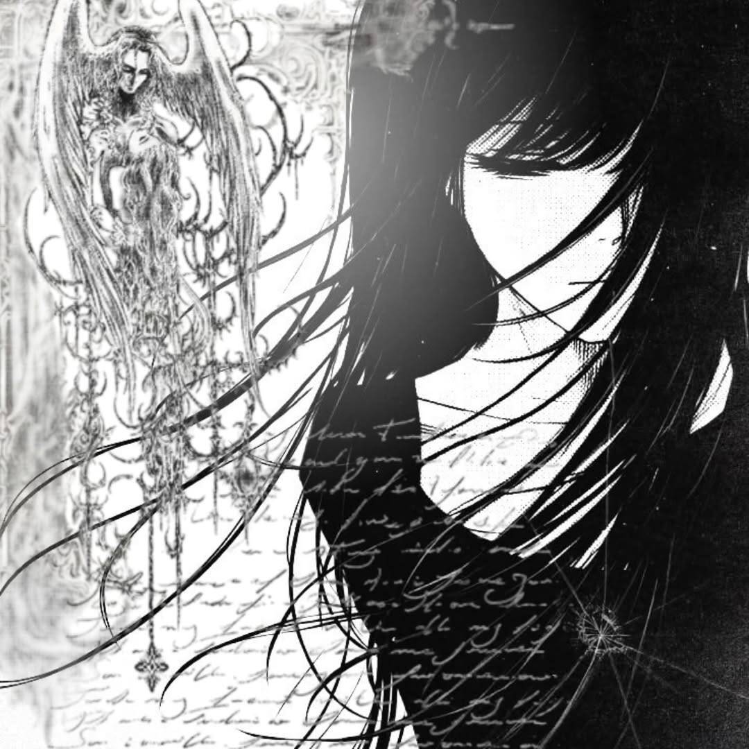 Mysterious Angelic Black and White pfp Profile Picture