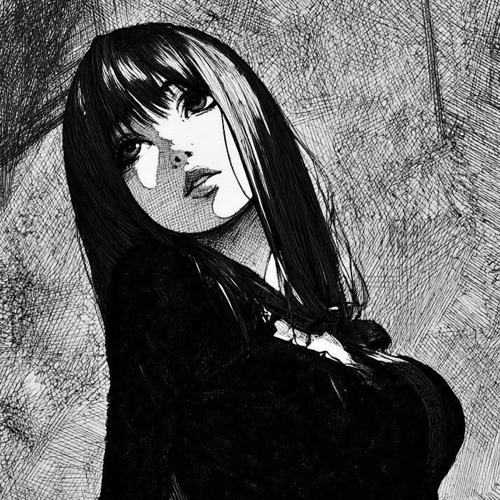 Black and White pfp Profile Picture Anime Mysterious Girl