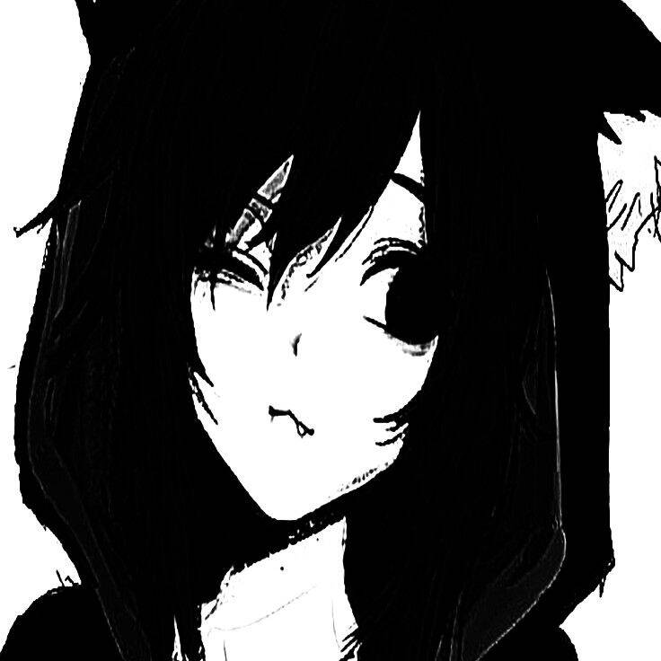 Black and White pfp Profile Picture Anime Cat Ears Aesthetic