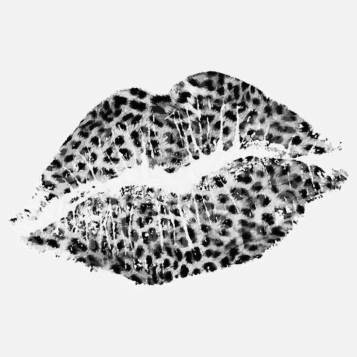 Black and White pfp Profile Picture Leopard Print Lips