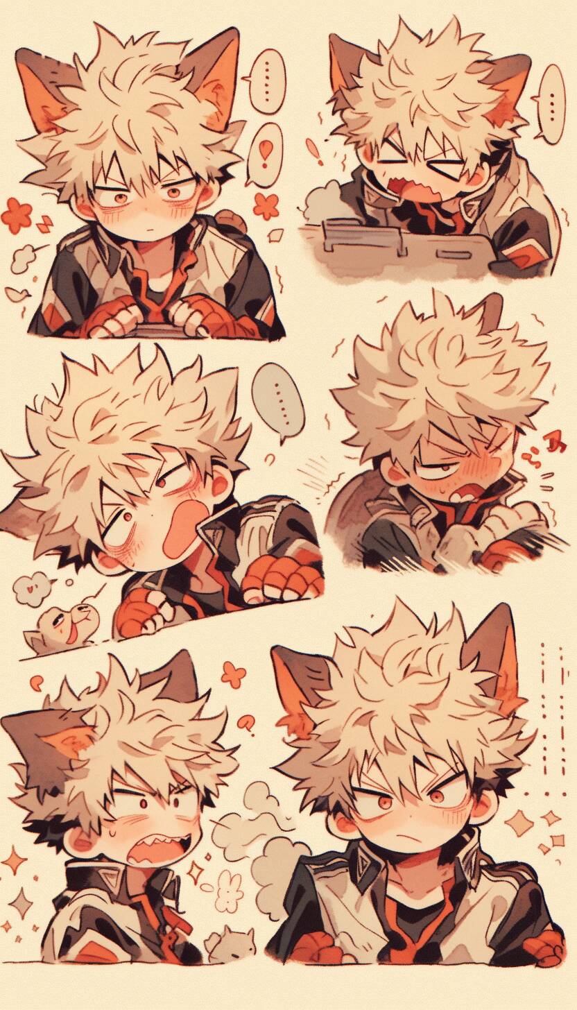 Cute Chibi Bakugo PFP Profile Picture with Cat Ears