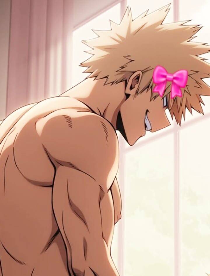 Bakugo pfp Profile Picture with Pink Bow Anime Style