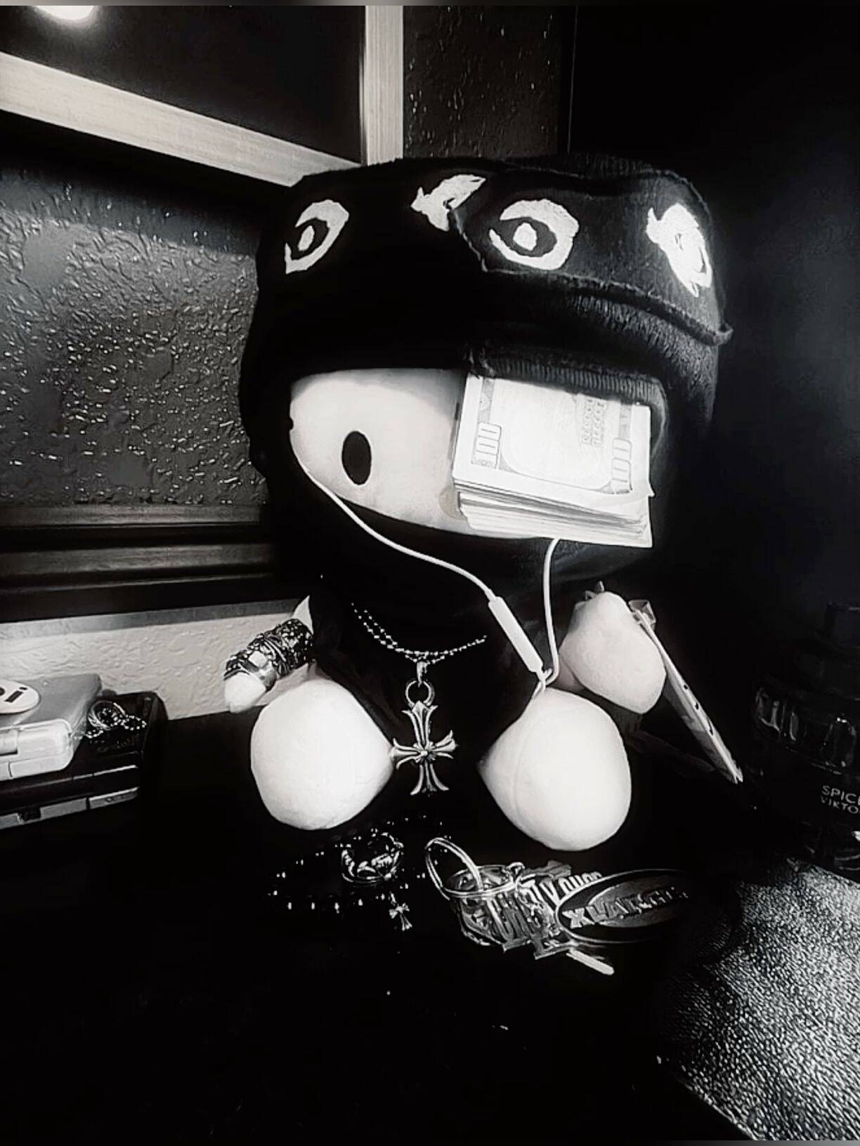 Edgy Plush Toy Black and White pfp Profile Picture