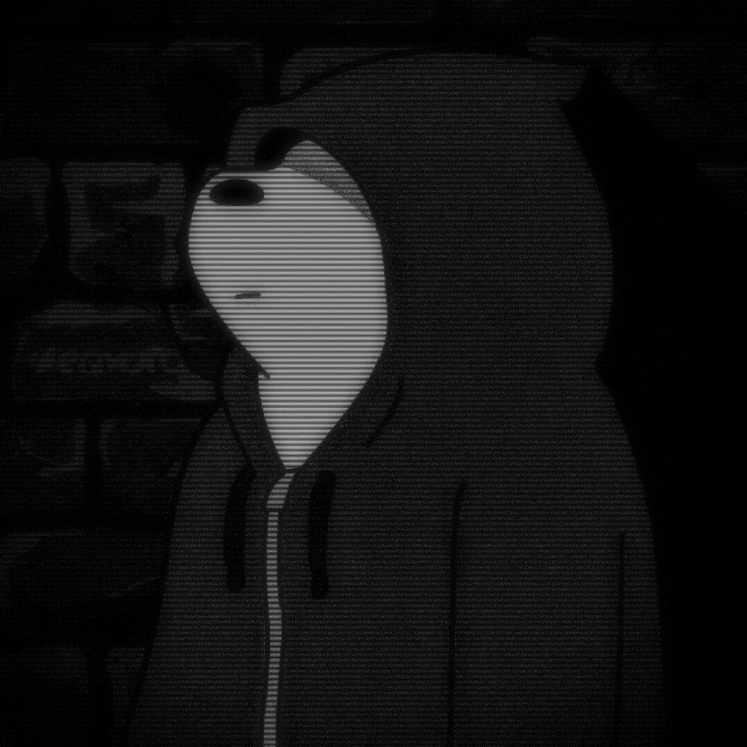 Black and White pfp Profile Picture Mysterious Hooded Character