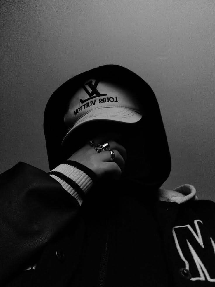 Mysterious Hooded Figure Black and White pfp Profile Picture
