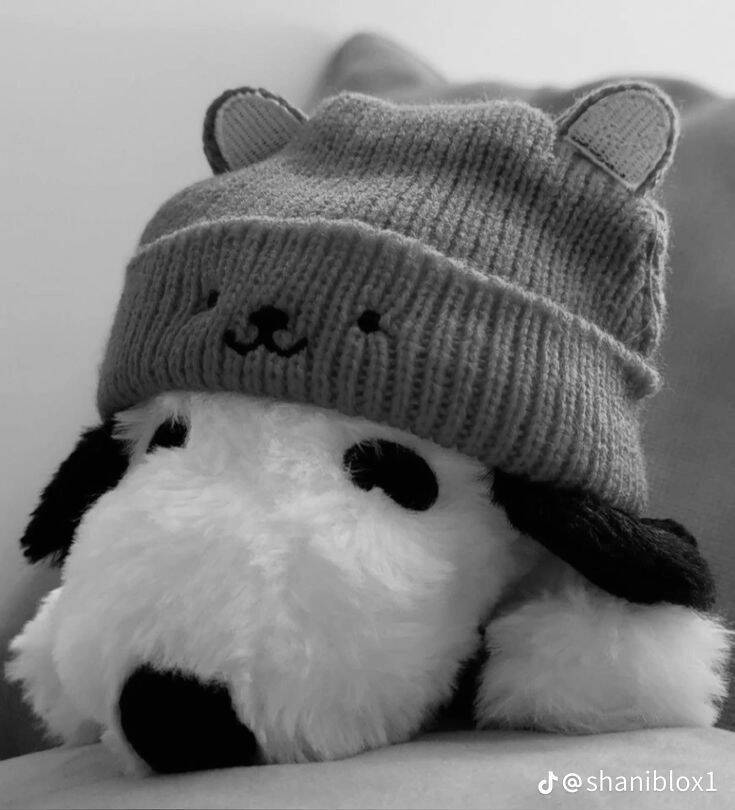 Black and White pfp Profile Picture Cute Plush Toy
