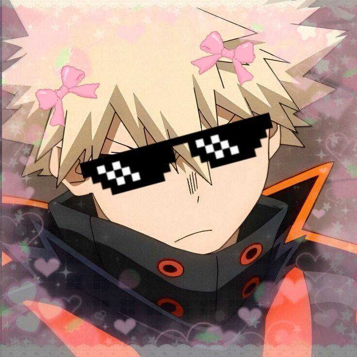 Bakugo pfp Profile Picture Cool Shades and Pink Bows