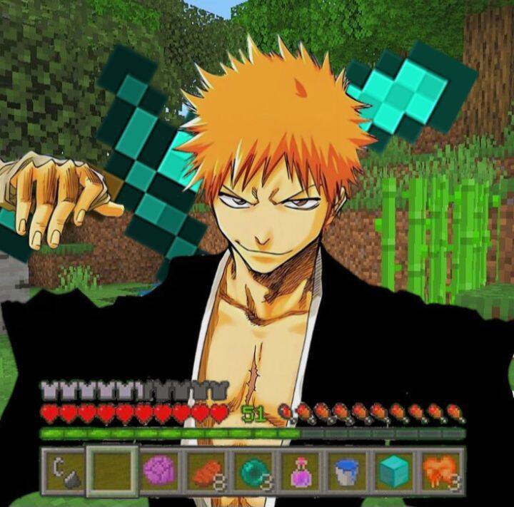 Bleach pfp Profile Picture Ichigo Kurosaki Minecraft Crossover