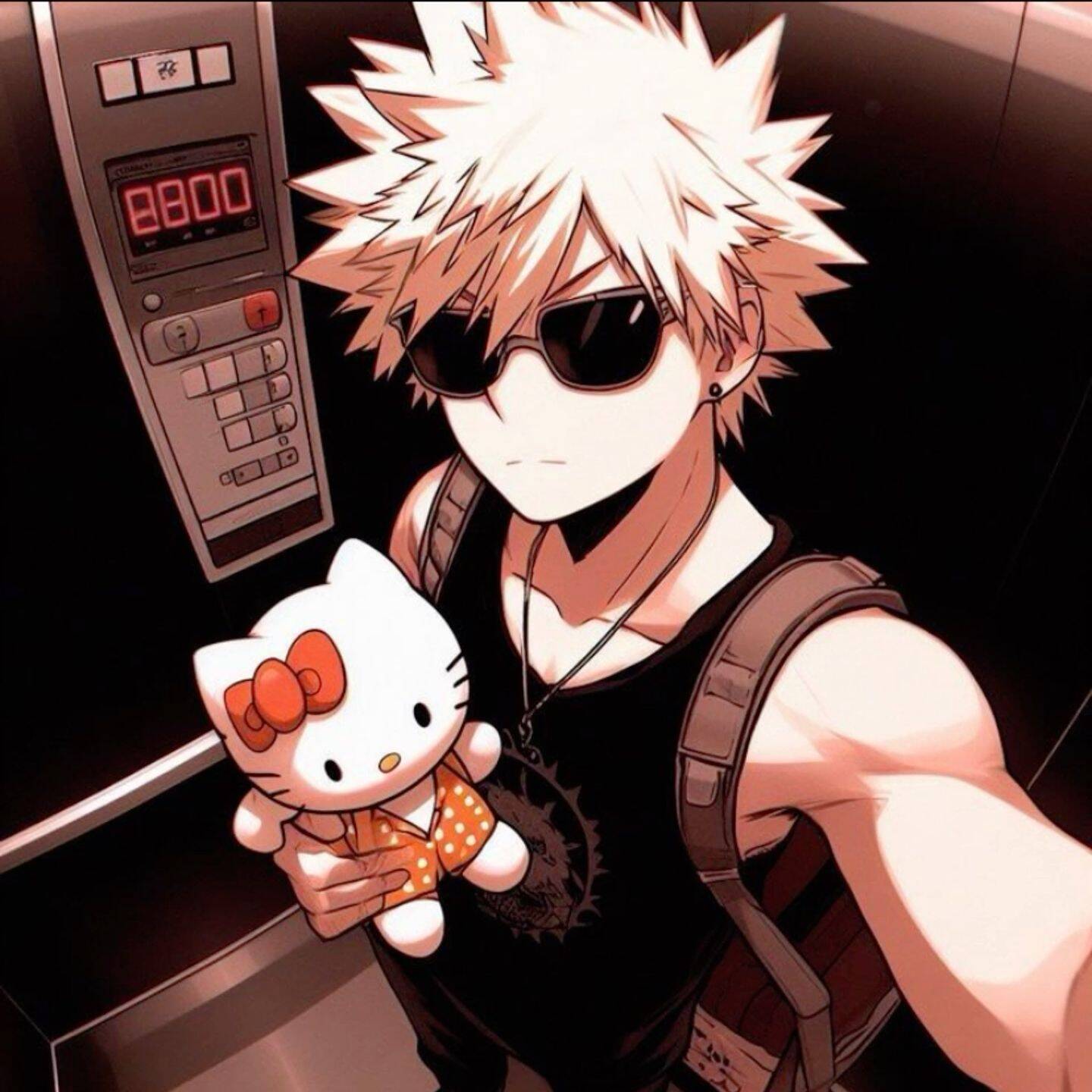 Bakugo pfp Profile Picture with Hello Kitty Plushie