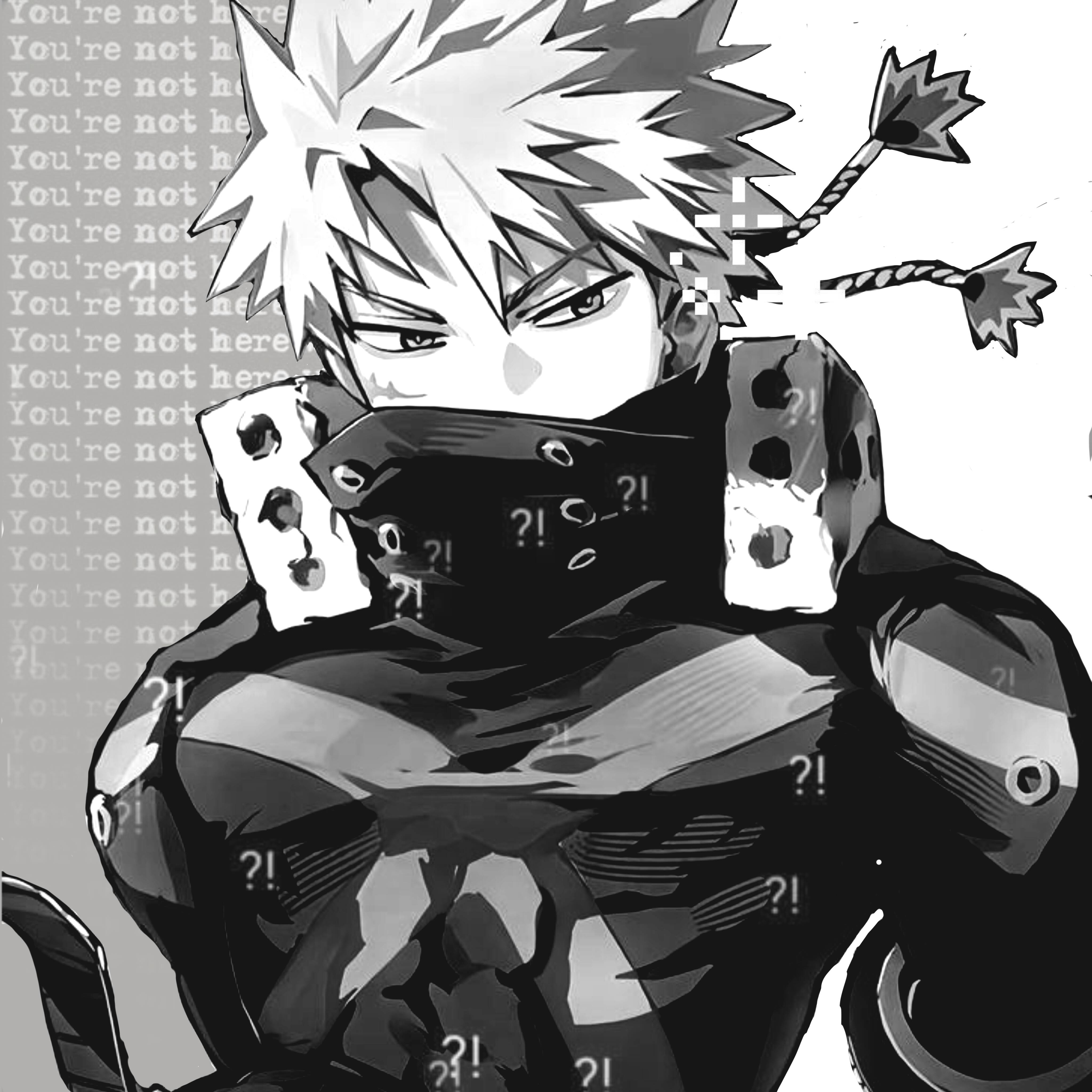 Bakugo pfp Profile Picture Black and White Manga Style