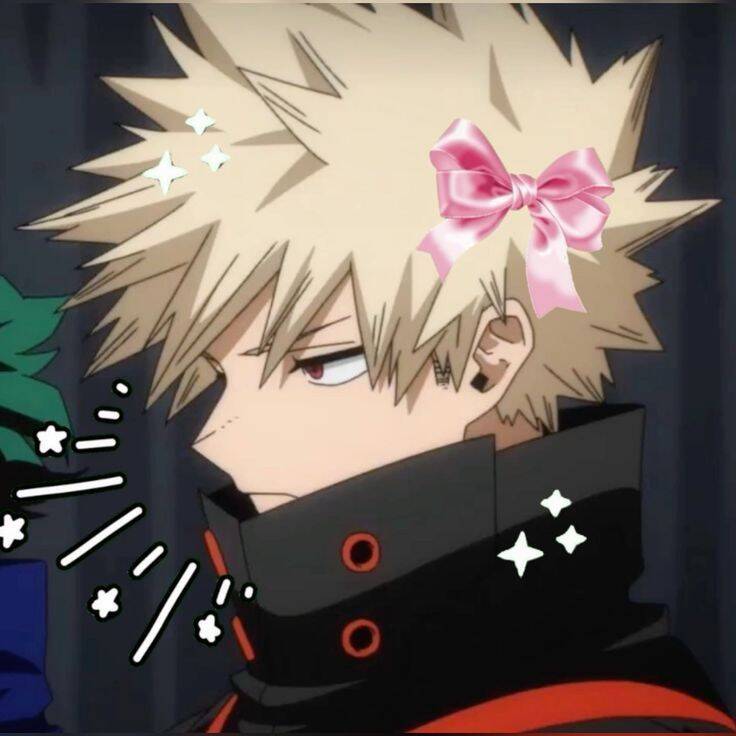 Bakugo pfp Profile Picture with Pink Bow