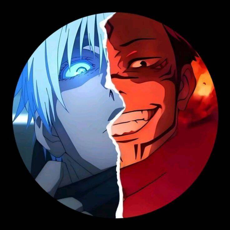 JJK pfp Profile Picture Gojo Satoru and Sukuna Split Face