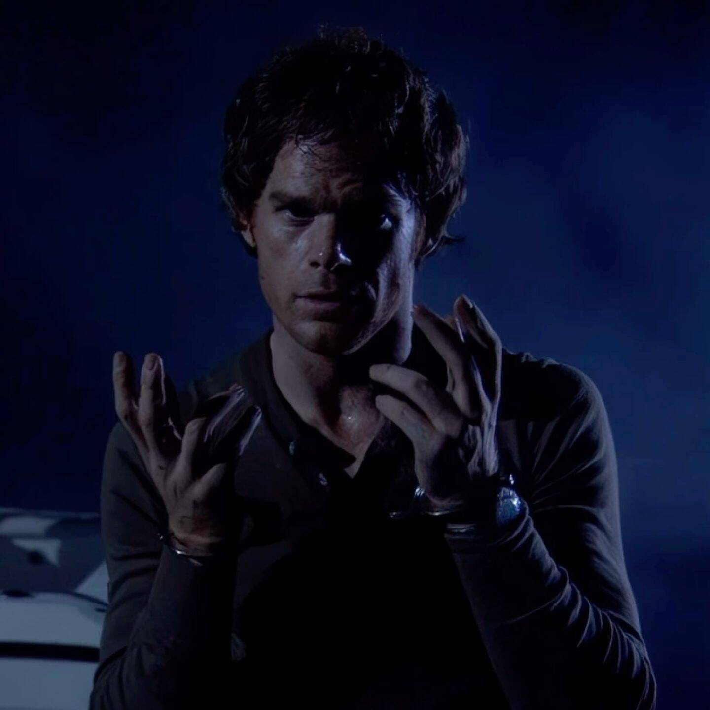 Dexter pfp Profile Picture Dark Intense Mood Dexter pfp Profile Picture with Hands Raised