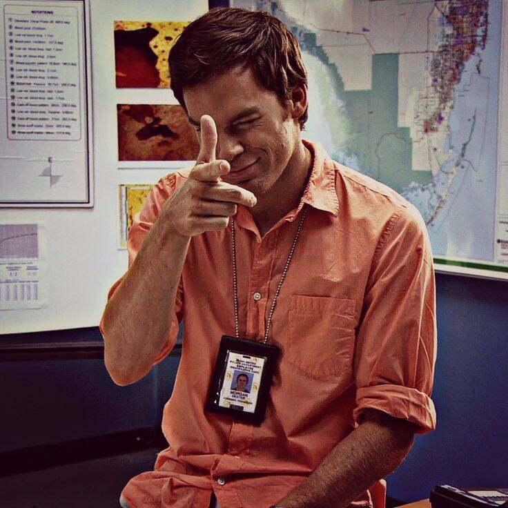 Dexter pfp Profile Picture with Finger Gun Gesture