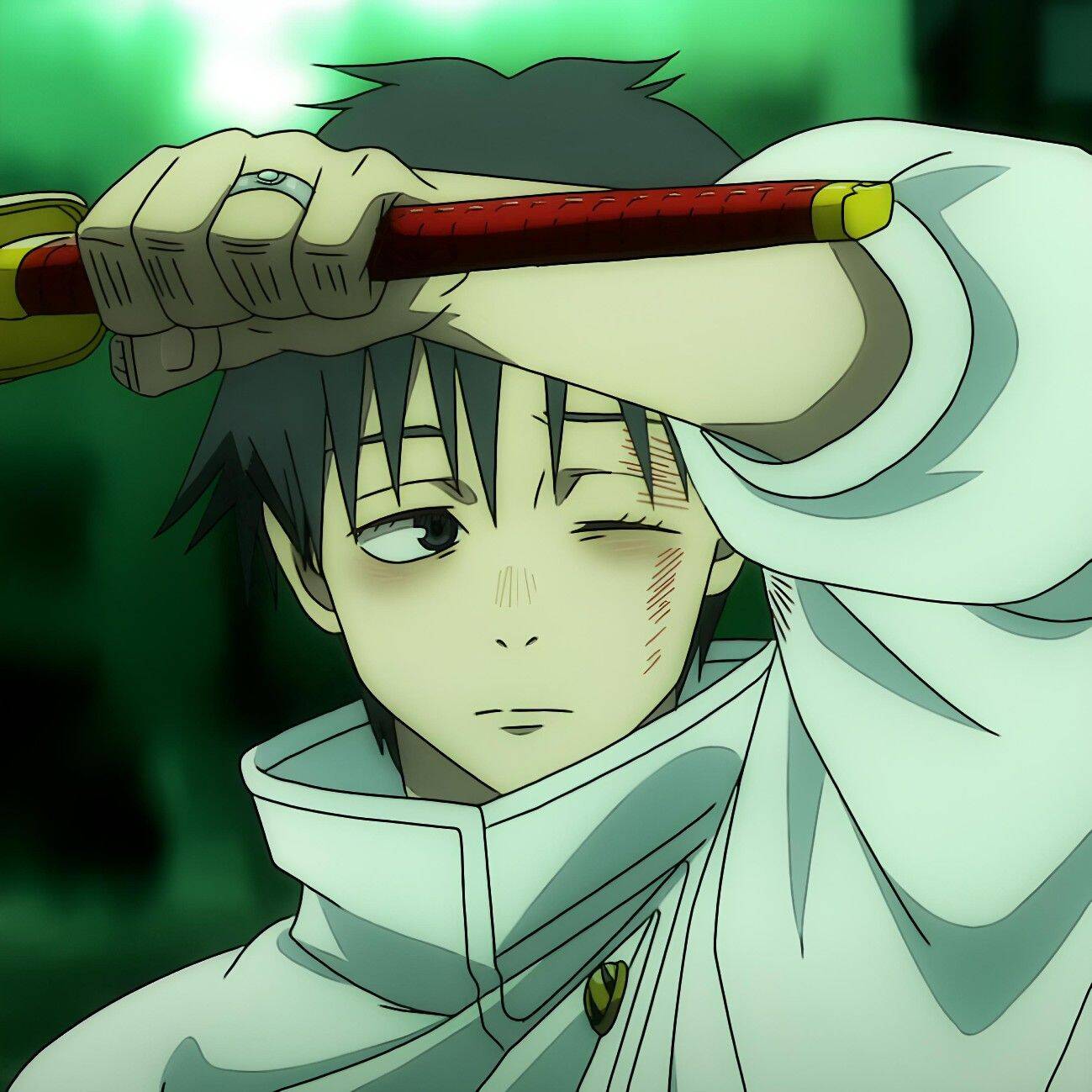 JJK pfp Profile Picture Satoru Gojo Winking with Red Stick