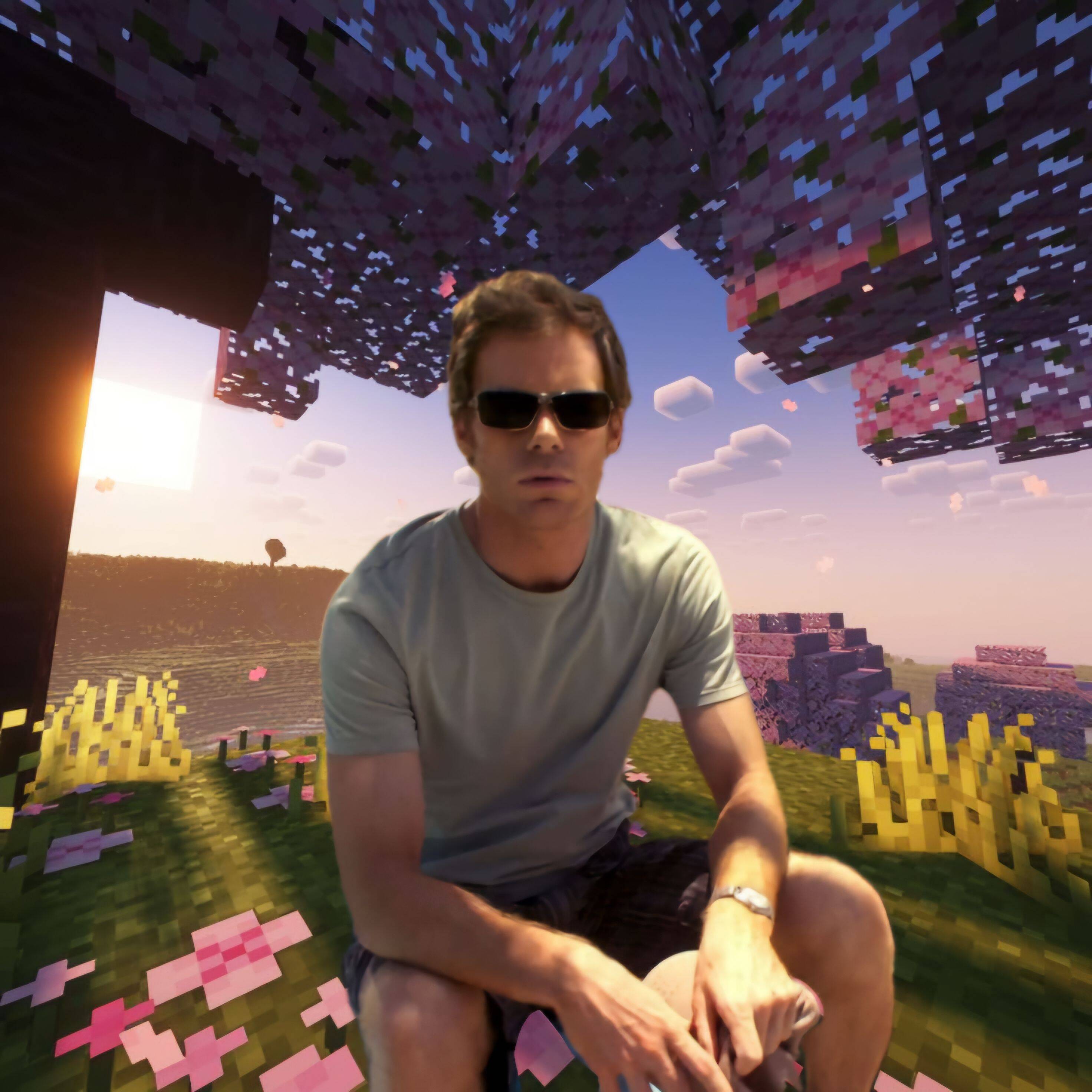 Dexter pfp Profile Picture in a Minecraft Landscape