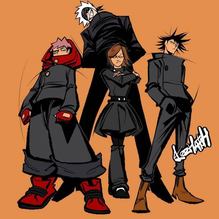 JJK pfp Profile Picture Four Characters in Dark Outfits