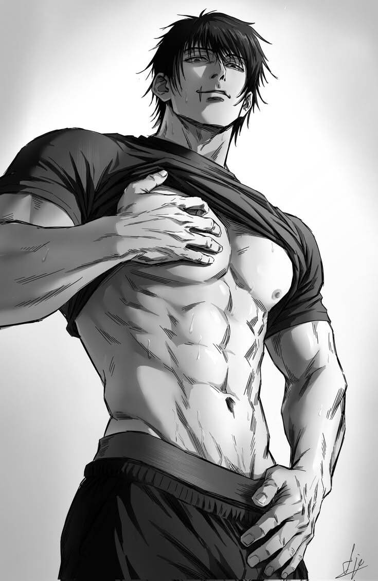 JJK pfp Profile Picture Powerful Male Character Flexing Muscles