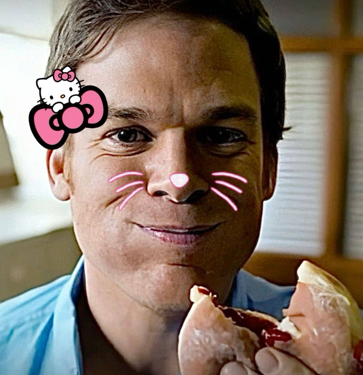 Dexter pfp Profile Picture with Cute Cat Ears and Food