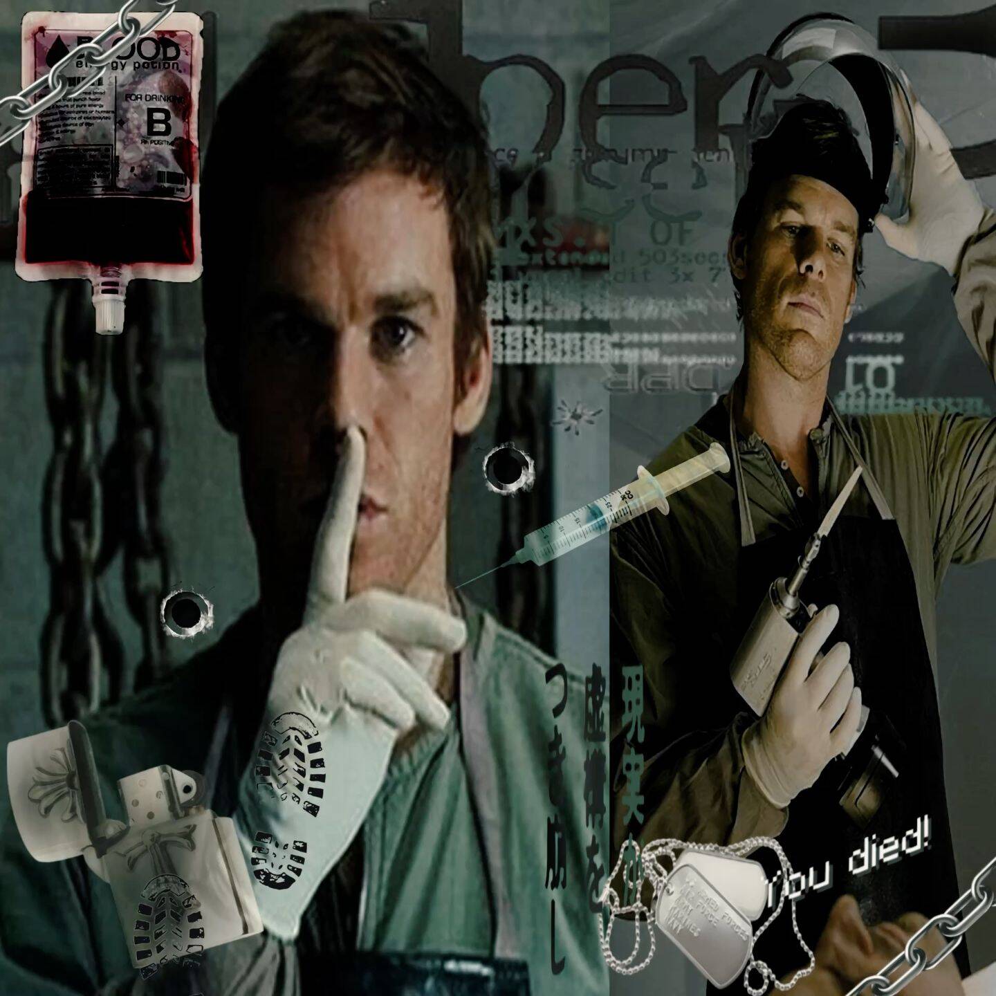 Dexter pfp Profile Picture with Blood and Surgical Tools