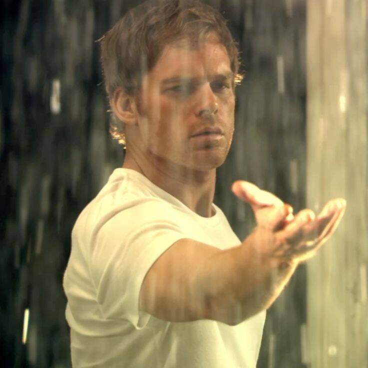Dexter pfp Profile Picture with Intense Expression and Outstretched Hand
