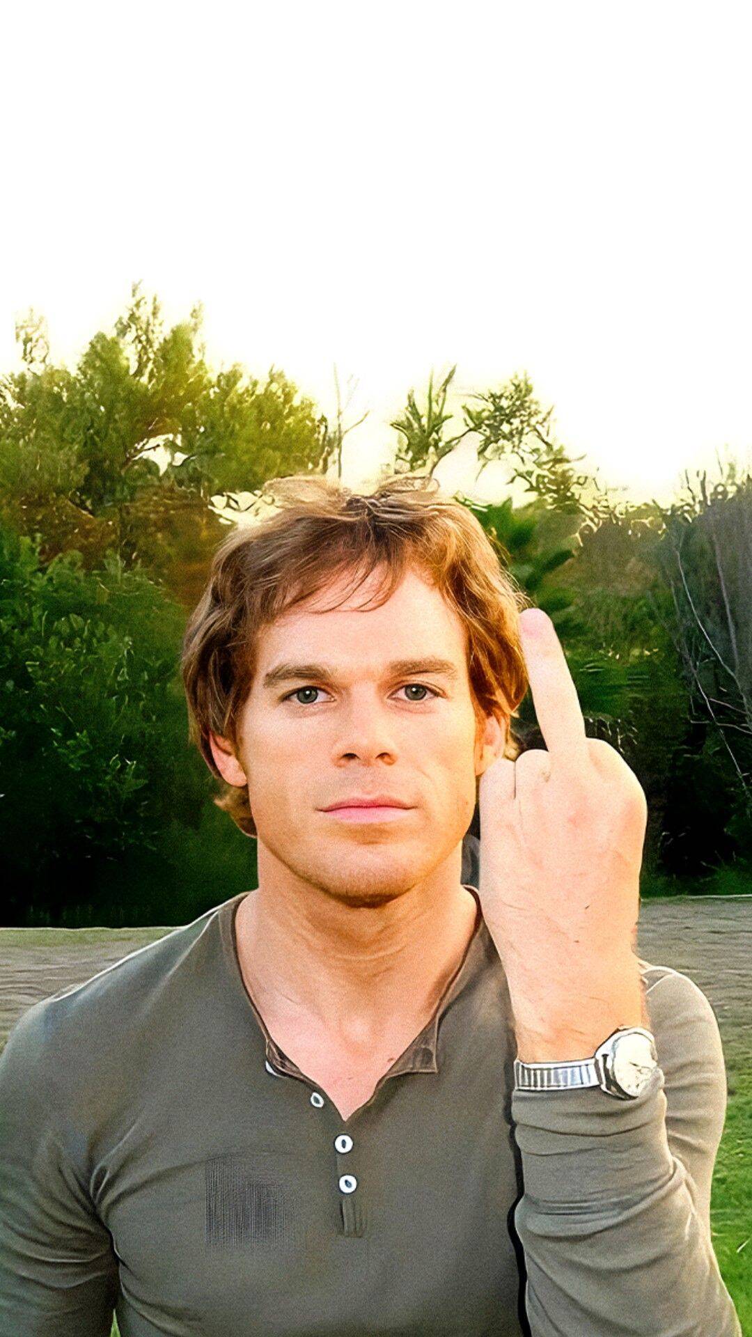 Dexter pfp Profile Picture with Finger Up Gesture
