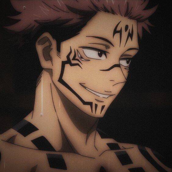 JJK pfp Profile Picture Ryomen Sukuna Smiling Face with Marks