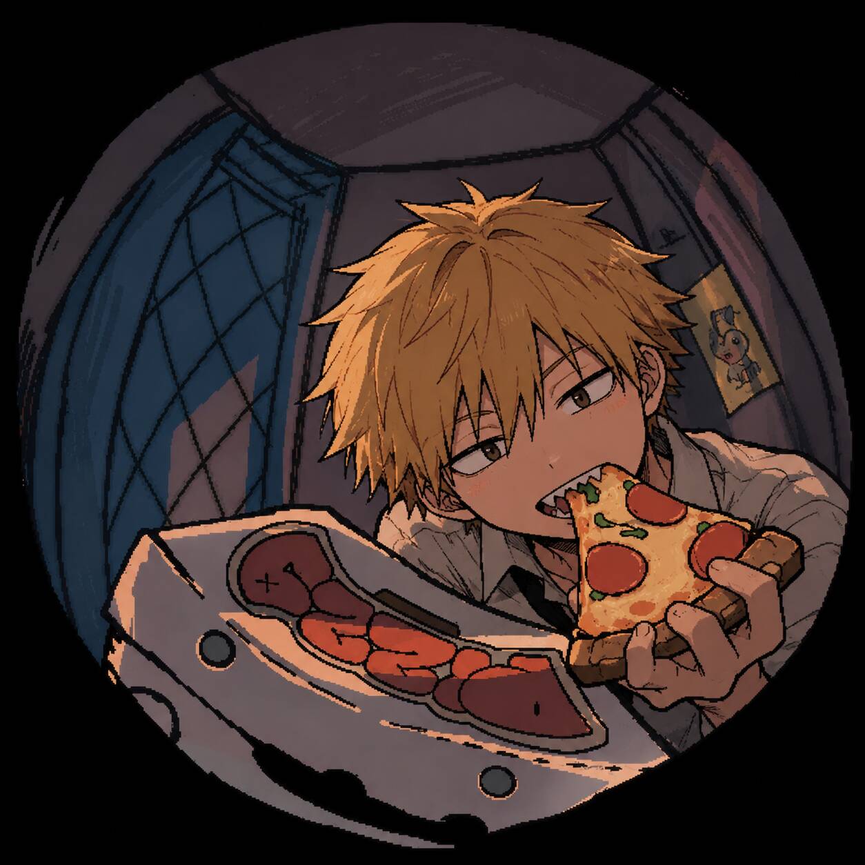 Denji pfp Profile Picture Eating Pizza