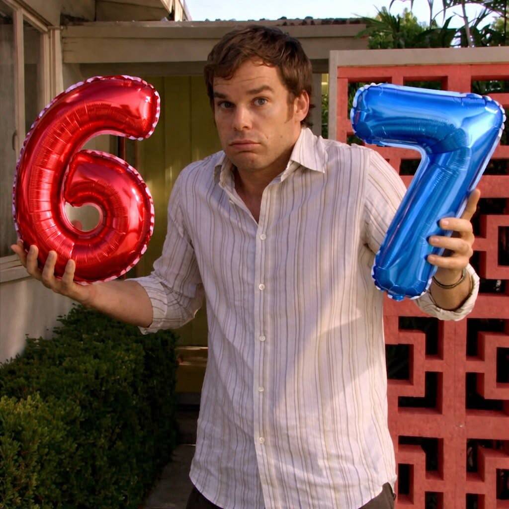 Dexter pfp Profile Picture with Number Balloons 6 and 7