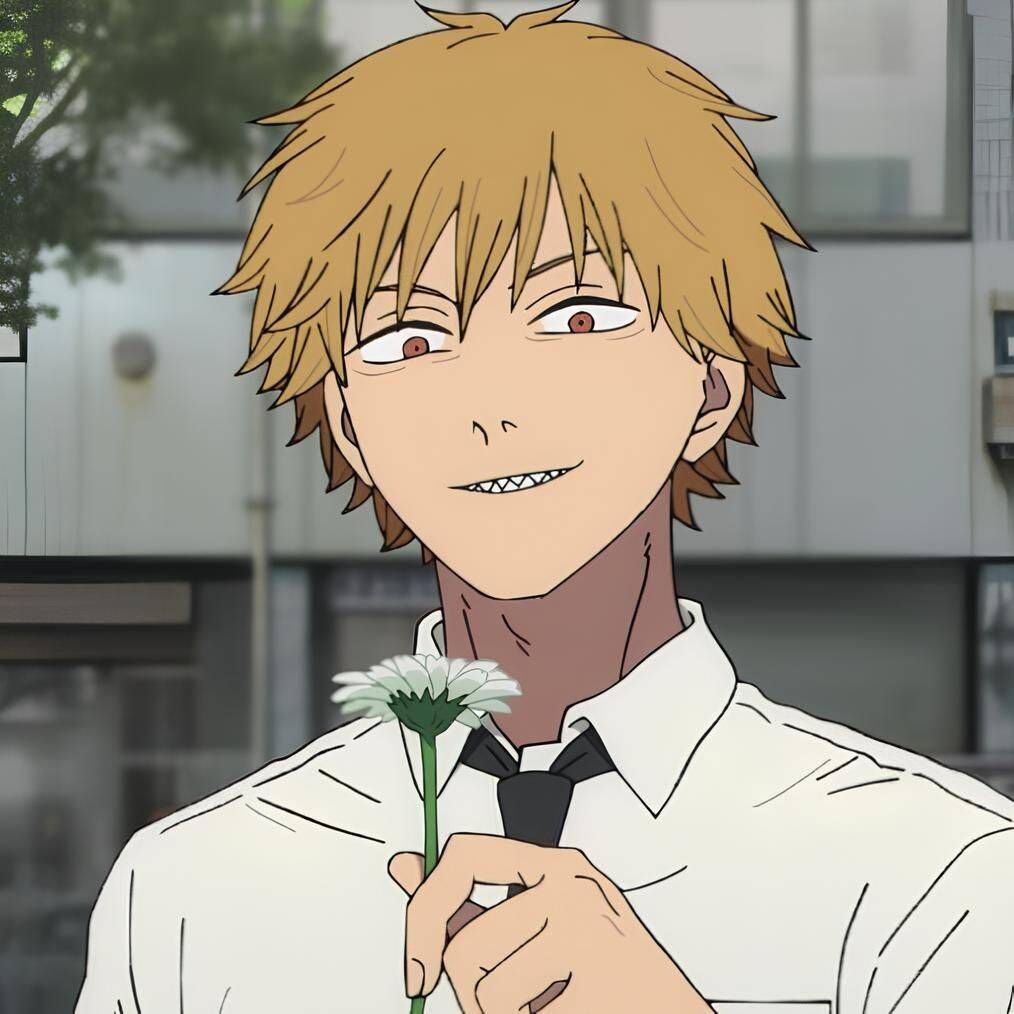 Denji pfp Profile Picture with Flower Smile Chainsaw Man