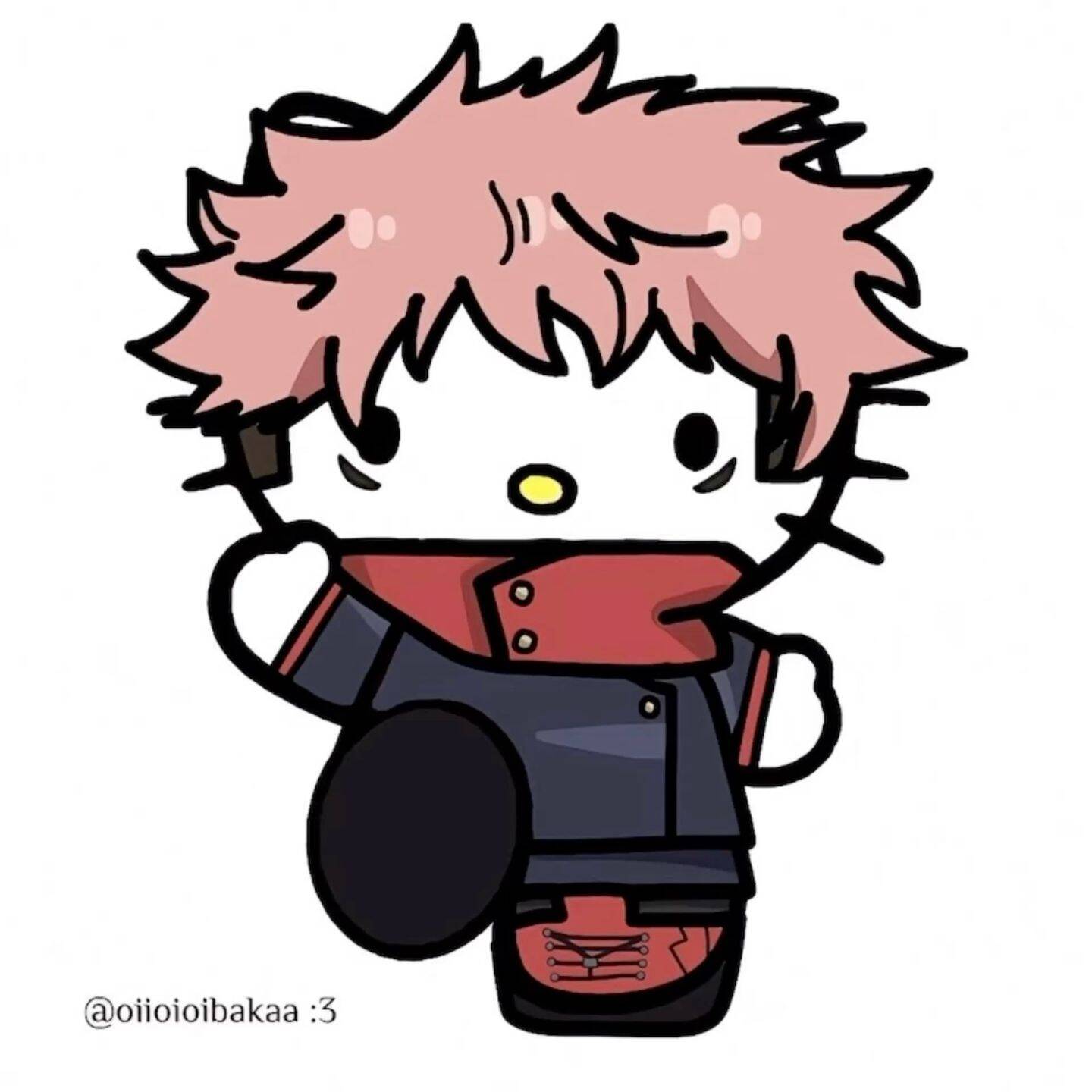 JJK pfp Profile Picture Cute Yuji Itadori Hello Kitty Style