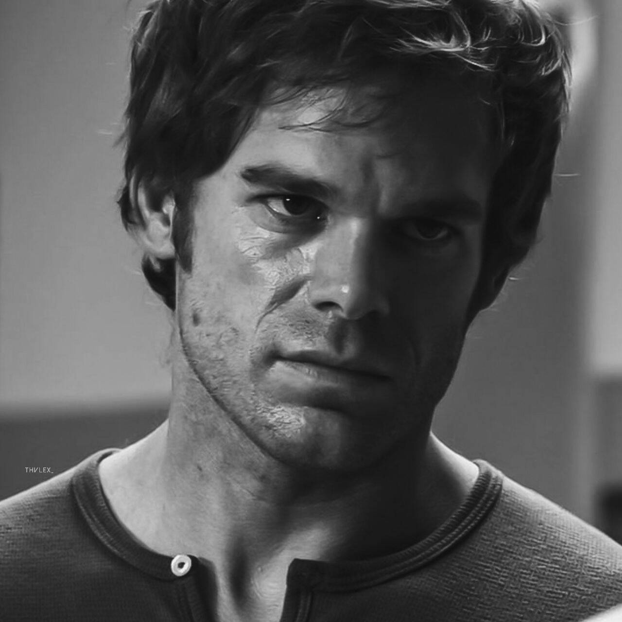Dexter pfp Profile Picture Intense Expression Black and White