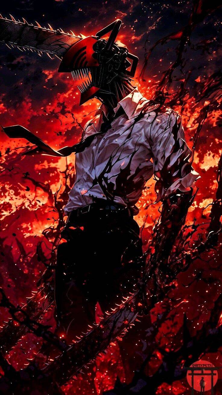 Denji pfp Profile Picture Chainsaw Man with Fiery Background