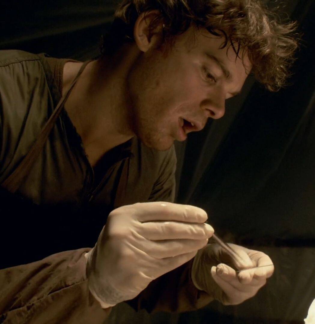 Dexter pfp Profile Picture with Surgical Gloves and Intense Focus