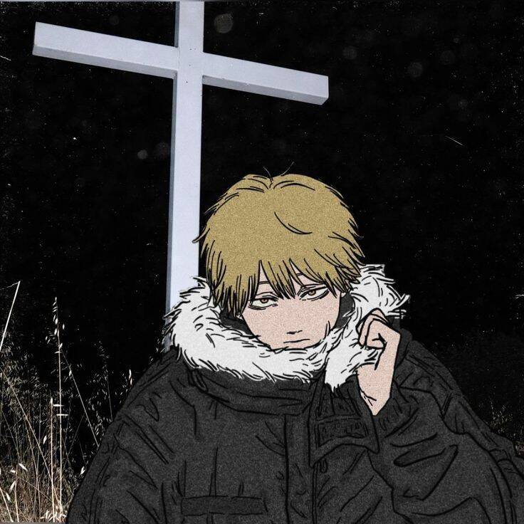 Denji pfp Profile Picture with Cross Background