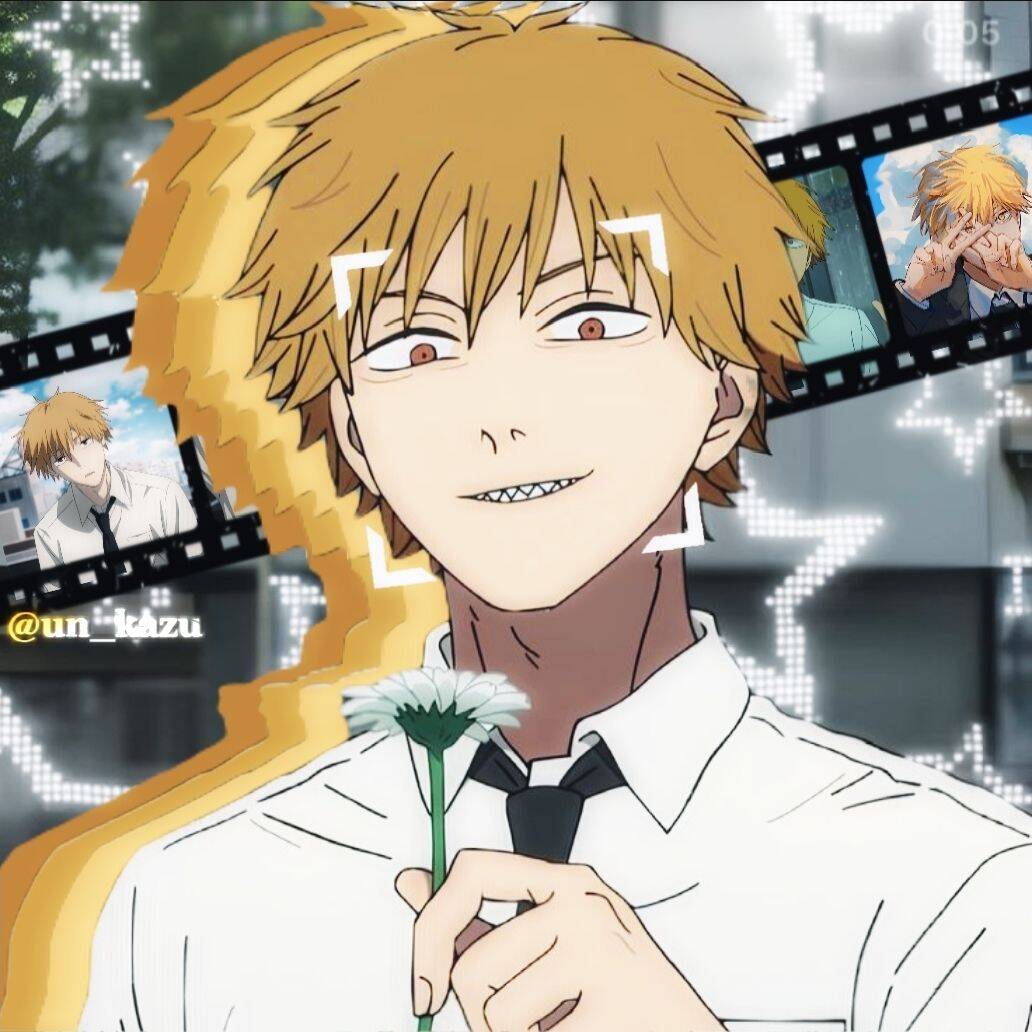 Denji pfp Profile Picture with Flower Smile Chainsaw Man