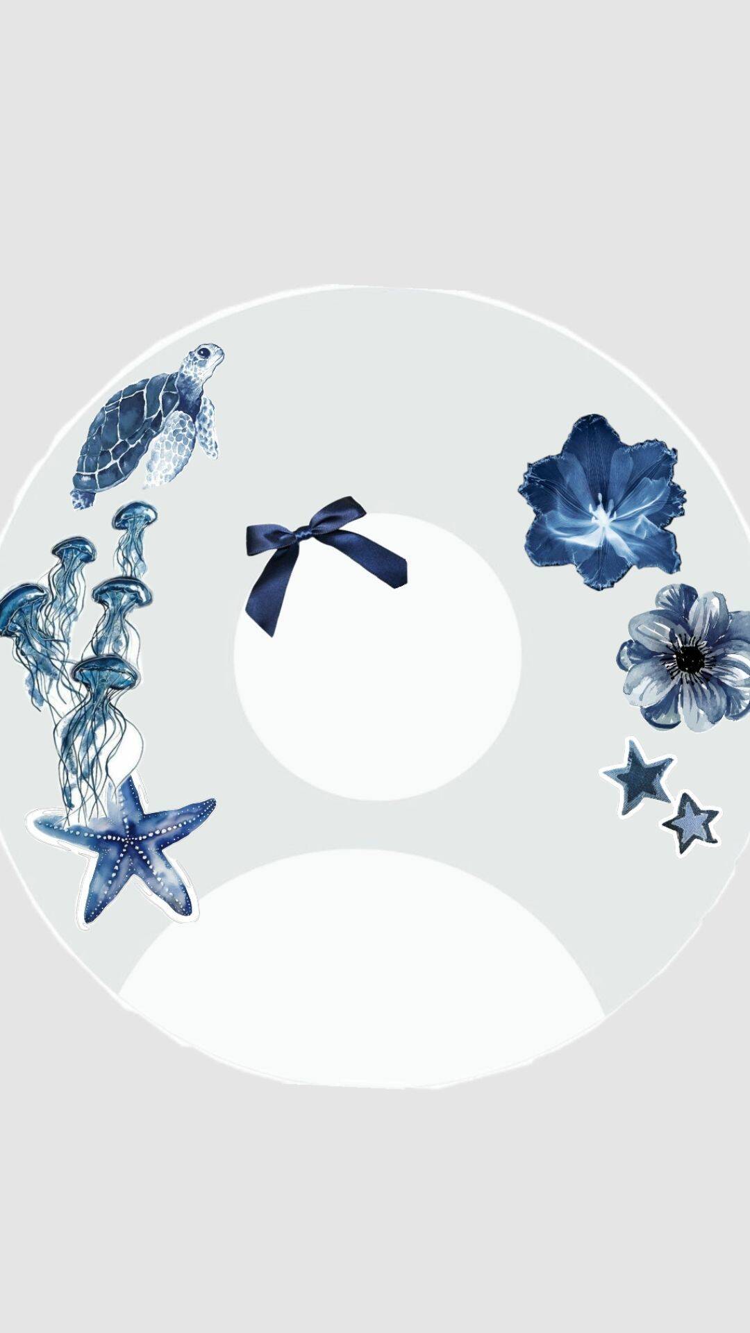 Blue pfp Profile Picture Ocean Marine Life Jellyfish Turtle Flowers