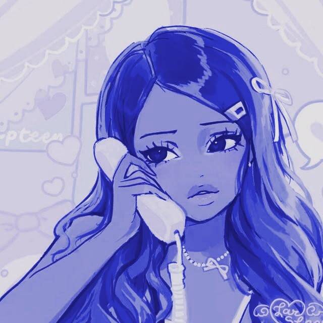 Blue pfp Profile Picture Aesthetic Girl with Telephone