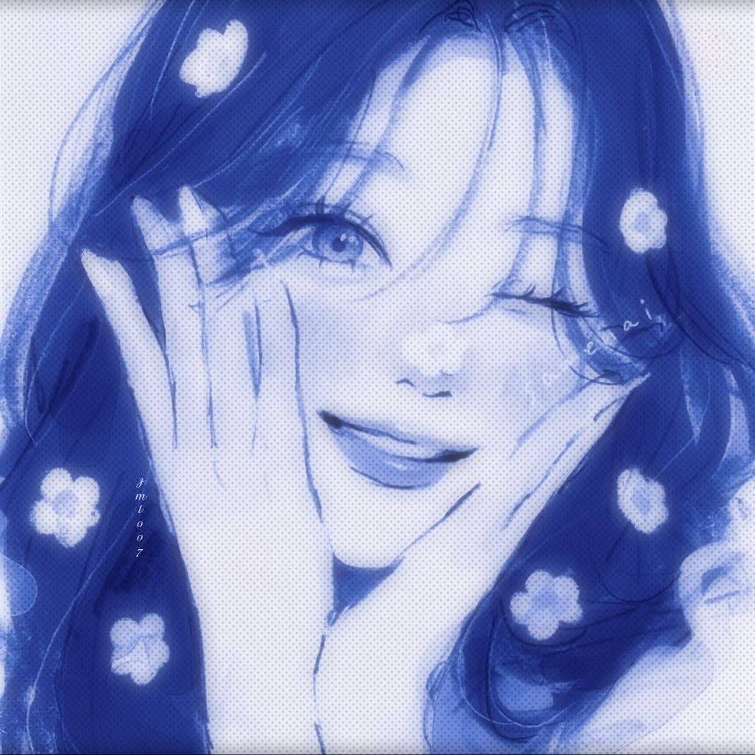 Blue pfp Profile Picture Aesthetic Girl with Flowers
