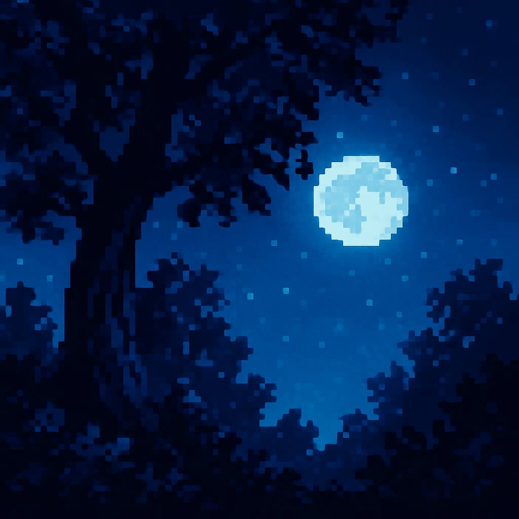 Blue pfp Profile Picture Pixel Art Night Sky Moon