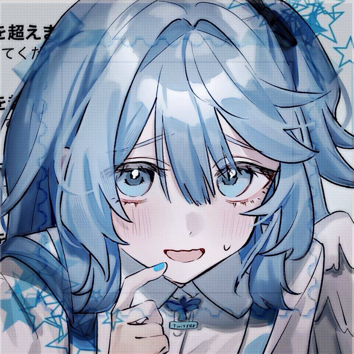 Blue pfp Profile Picture Aesthetic Anime Girl with Blue Hair