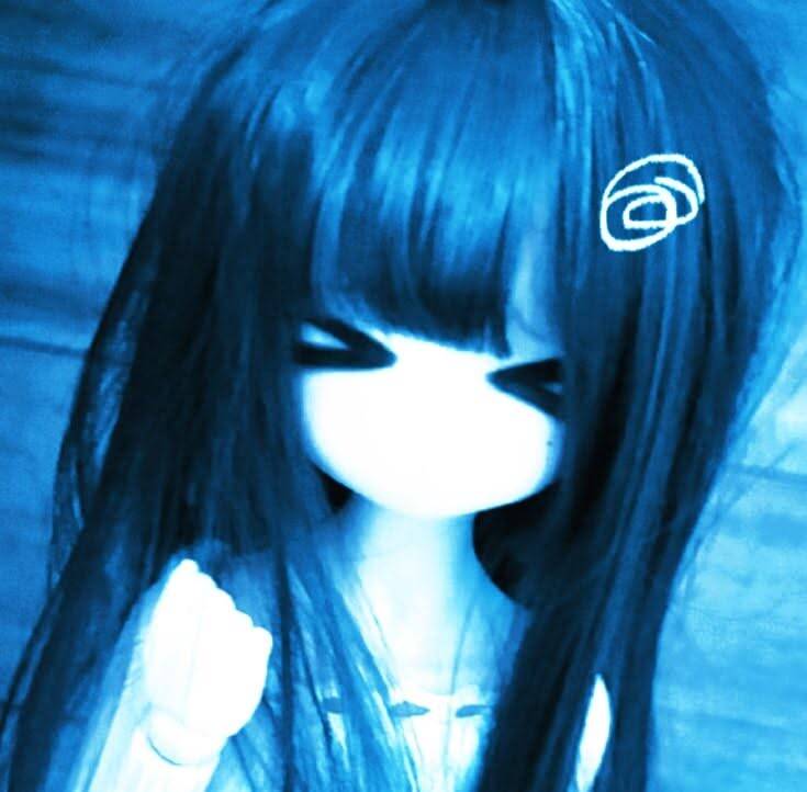 Blue pfp Profile Picture Aesthetic Doll with Dark Hair