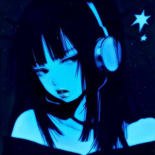 Blue pfp Profile Picture Aesthetic Girl with Headphones