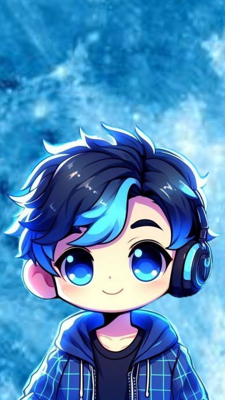 Blue pfp Profile Picture Cute Cartoon Character with Headphones