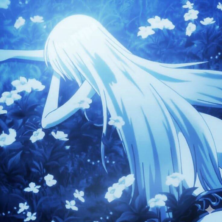 Blue pfp Profile Picture Ethereal Girl with Flowing Hair