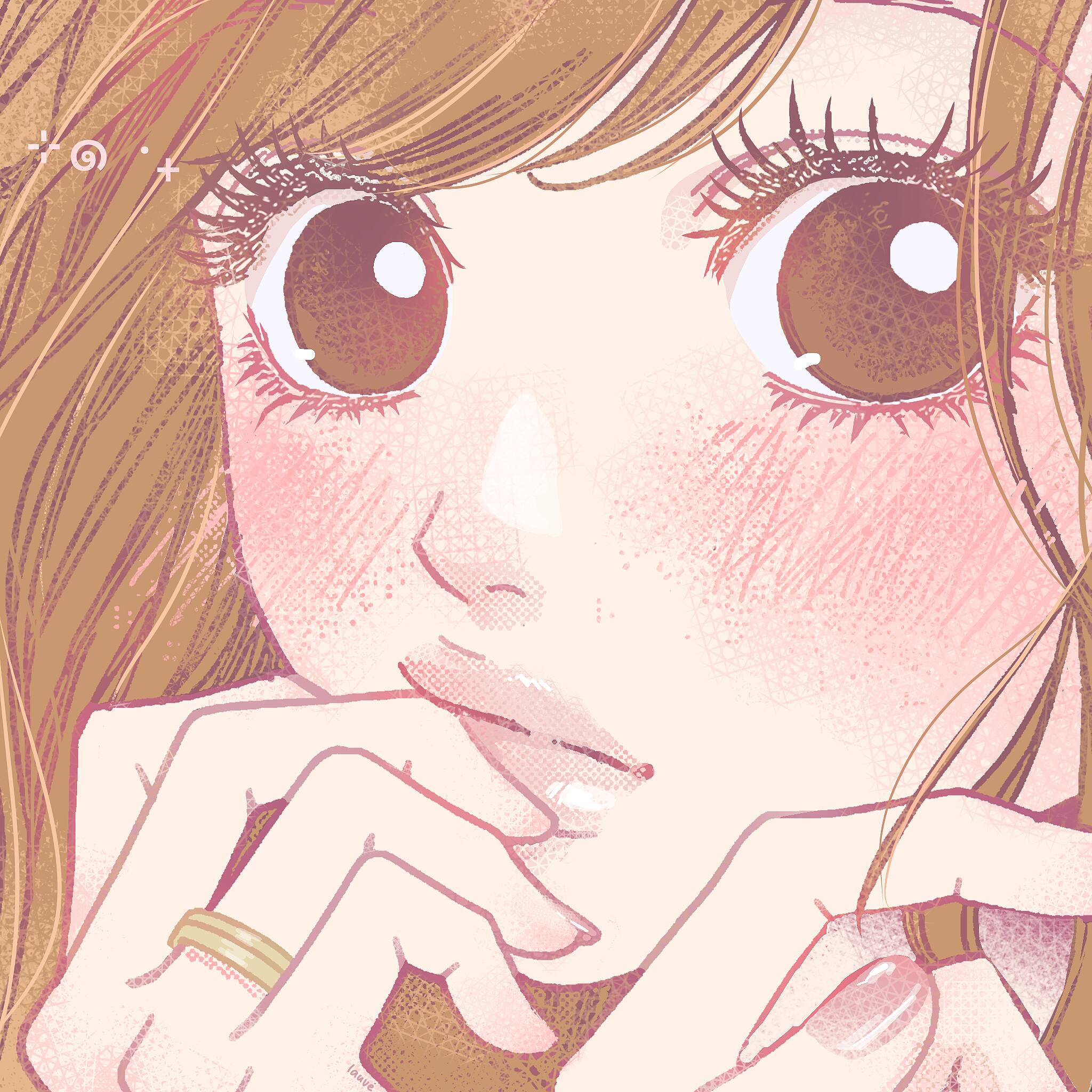 Anime Girl pfp Profile Picture Cute Blush with Big Eyes