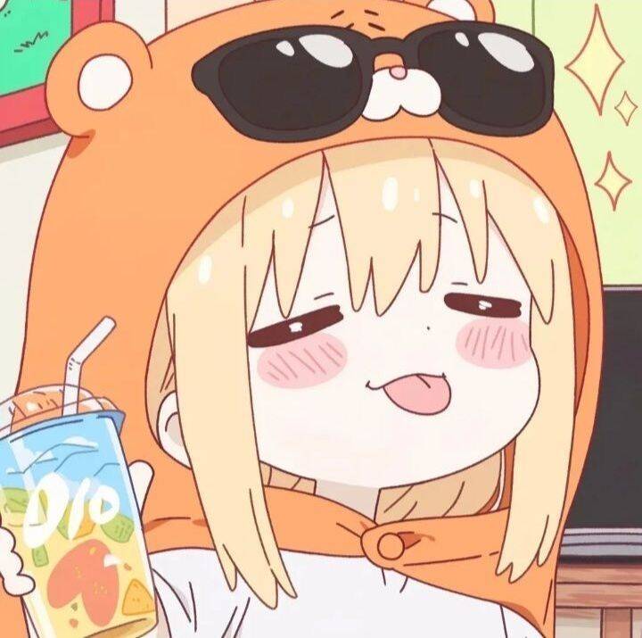 Cute Anime Girl pfp Profile Picture with Bear Hoodie and Sunglasses