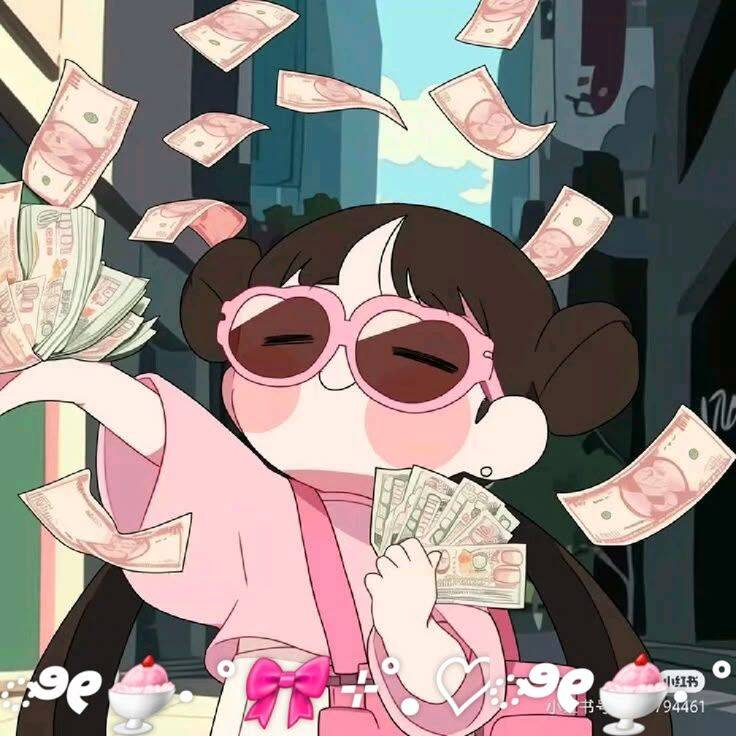 Anime Girl pfp Profile Picture with Sunglasses and Money