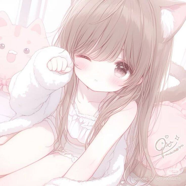 Cute Anime Girl pfp Profile Picture with Cat Ears and Long Hair